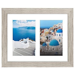 Americanflat 4x6 Double Picture Frame in Driftwood- Composite Wood with Shatter Resistant Glass - 1 of 4