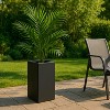 LeisureMod Terra Tall Square Fiberstone Planter Pot with Drainage Holes, Weather-Resistant for Indoor/Outdoor Use - 2 of 4