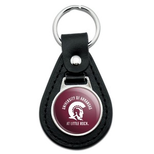 University of Arkansas at Little Rock Trojans Logo Black Leather Keychain - 1 of 4