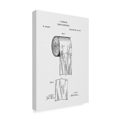 Trademark Fine Art -Claire Doherty 'Toilet Paper Roll Patent 1891 White' Canvas Art
