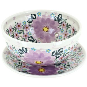 Blue Rose Polish Pottery 454-195 Vena Berry Bowl with Saucer - 1 of 1
