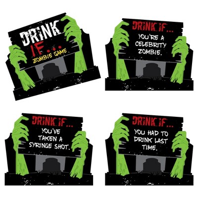 Big Dot of Happiness Drink If Game - Zombie Zone - Halloween or Birthday Zombie Crawl Party Game - 24 Count