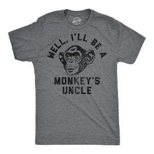 Mens Well Ill Be A Monkeys Uncle Sarcastic Monkey Graphic Novelty Tee For Men - Crazy Dog Men's T Shirt - 1 of 4