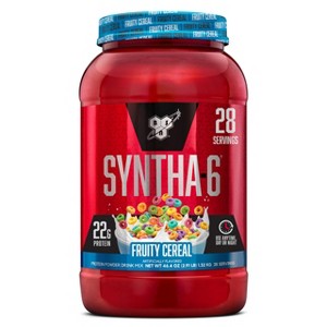 BSN SYNTHA-6 Premium Protein Powder with 6g of Fiber, Whey Protein, Micellar Casein, Milk Protein Isolate Blend, 5g Fat, Fruity Cereal, 28 Servings - 1 of 4