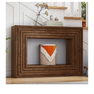 Farmhouse 47.2 inch Console Table with Open Storage for Entryway Sofa Side Bedroom Home Decor Walnut - 1 of 4