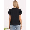 INSPIRE CHIC Women's Chiffon Summer Puff Petal Short Sleeve V Neck Dressy Casual Blouses - 3 of 4