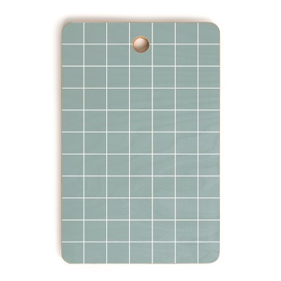 Cocoon Design Sage Green Retro Grid Pattern Cutting Board - Rectangle