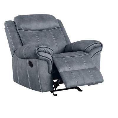 Vynxaria 2-Tone Gray Velvet Motion Glider Recliner w/Cenro Mechanism, Pocket Coil Seats, Wood-Metal Frame