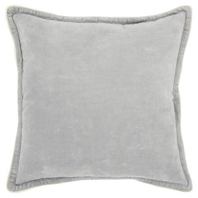 Connie Post Solid Poly Filled Square Pillow Light Gray - Rizzy Home: Cotton Canvas, Indoor Decorative Cushion