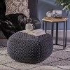 CAVINAS 20 x 20 Inch Round Pouf, Knitted Bean Bag Ottoman Chair with Diamond Texture for Living Room, Bedroom, Dorm, No Assembly - 2 of 4