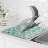 LunaLulinlk Dish Drying Mat for Kitchen Absorbent Microfiber 16"x18" Green Geometric - 4 of 4