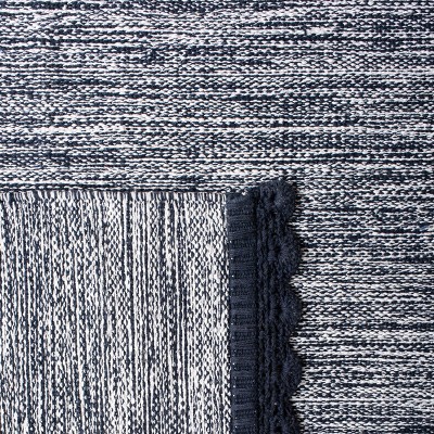 Navy Hand-Woven Cotton Wool Reversible Area Rug 5' x 8'