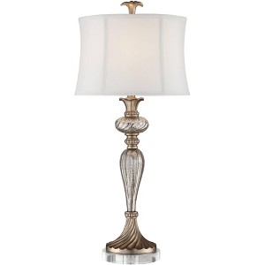 Regency Hill Alyson Traditional Buffet Table Lamp with Round Riser 33 3/4" Tall Tall Mercury Glass Champagne White Shade for Bedroom Living Room Home - 1 of 4