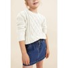 Girls Pullover Sweater Cable Knit Crew Neck Long Sleeve Sweater Knit Tops,White - M - 3 of 4