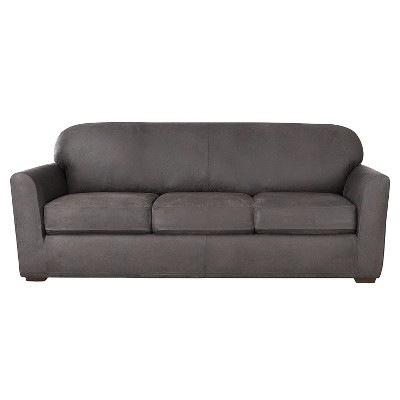 4pc Ultimate Stretch Leather Sofa Slipcovers - Sure Fit
