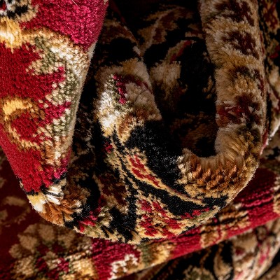 Sarouk Red Floral Oriental Runner Rug with Jute Backing