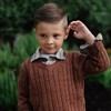 Hope & Henry Boys' Organic Long Sleeve Fine Gauge Cable V-Neck Sweater, Kids - 2 of 4