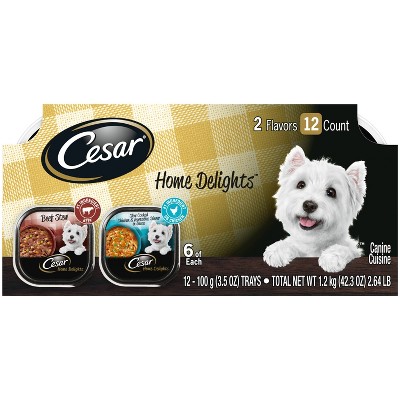 Cesar Home Delights Beef Stew & Chicken & Vegetables Dinner Wet Dog Food – 3.5oz/12ct Variety Pack