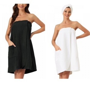 INSPIRE CHIC Women's 2 Pcs Bath Gym Towel Wrap with Shower Cap Spa Robe - 1 of 4
