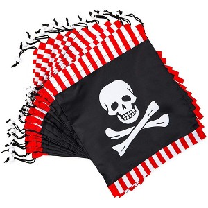 Blue Panda 12 Pack Pirate Skull Drawstring Pouches, Party Favor Gift Goodie Bags for Kids Birthday Treat, Party Supplies, 12 x 10 in - 1 of 4