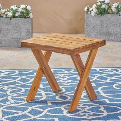 NicBex 18" Square Outdoor Side End Table,Patio Small End Table with Cross Base,Rustic Accent Table for Backyard and Deck