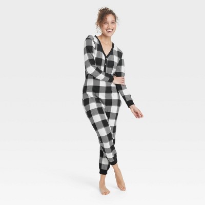 Women's Thermal Pajama Union Suit - Stars Above™ Black/white Xxl