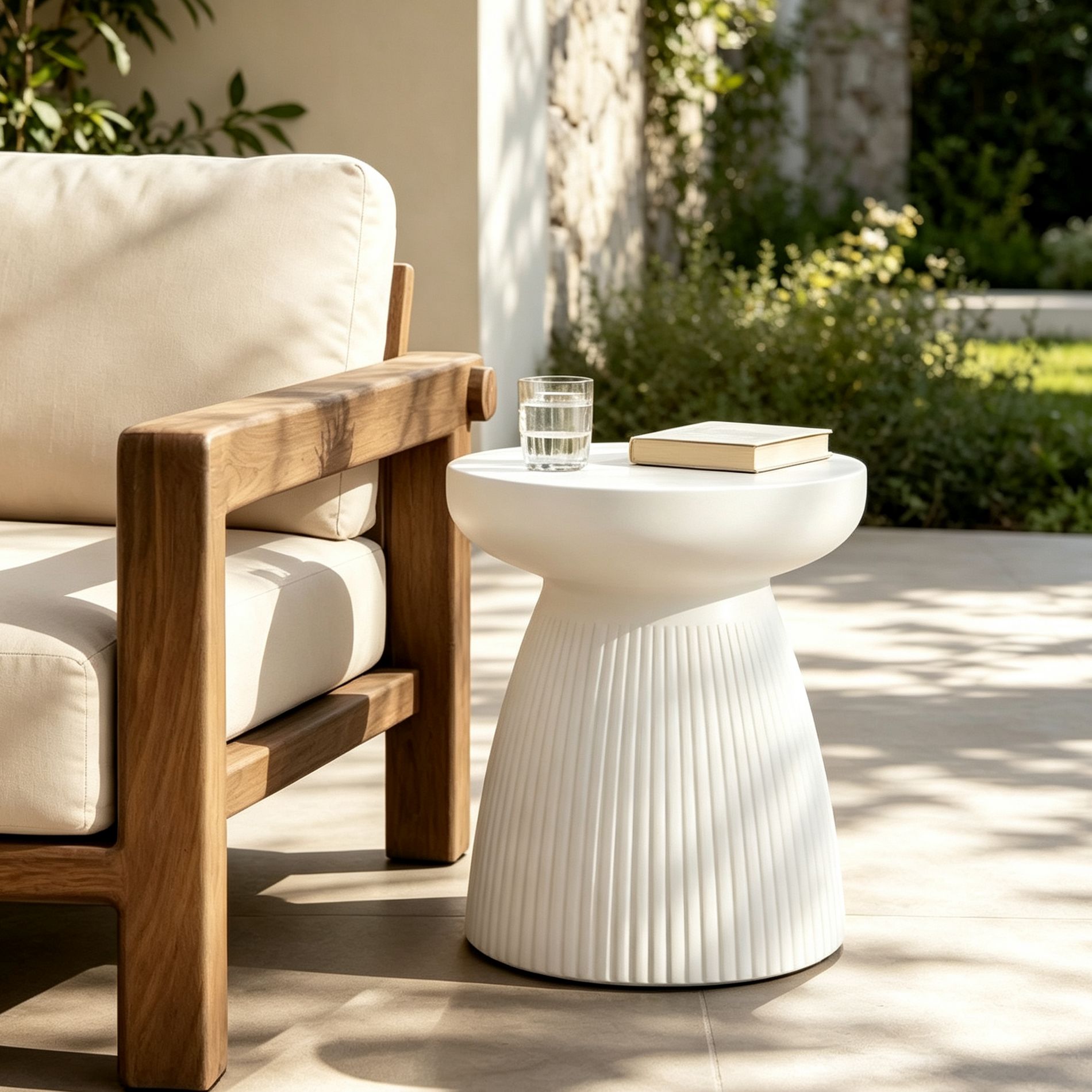 Patio End Table Indoor&Outdoor Side Table MGO Weather-Resistant Accent Table, No Assembly Needed - ModernLuxe