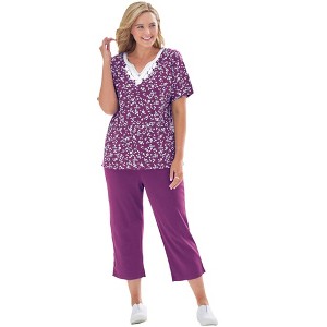 Woman Within Plus Size 2-Piece Tunic And Capri Set - 1 of 4