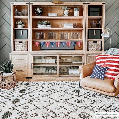 Godalming Charcoal and Beige Plush Polypropylene Area Rug