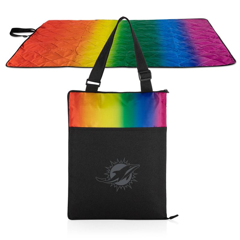 NFL Miami Dolphins Vista Outdoor Picnic Blanket &#38; Tote - Rainbow/Black, 5 of 6