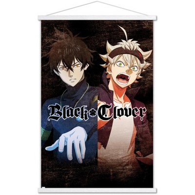Trends International Black Clover - Yuno & Asta Premium Framed Wall Poster  Prints White Hanger Bundle 