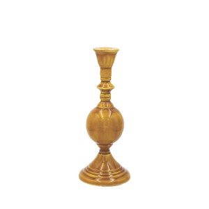 Storied Home Round Enameled Metal Taper Holder, Mustard Color - 1 of 1