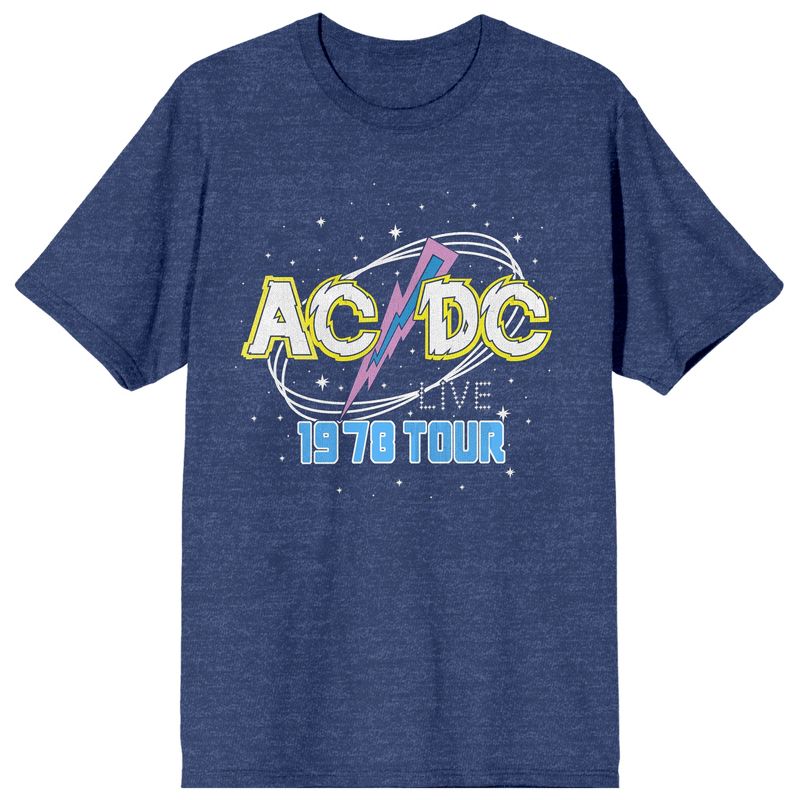ACDC Live 1978 Tour Crew Neck Short Sleeve Navy Heather Women's T-shirt, 1 of 4