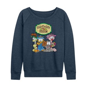 Women's - Garfield - Farm Group Lightweight French Terry Wide Neck Long Sleeve Shirt - 1 of 4