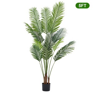 5Ft Artificial Palm Tree Fake Tropical Palm Tree with 12 Detachable Trunks Faux Tree Perfect Faux Plants for Office Home Living Room Porch Decor - 1 of 4