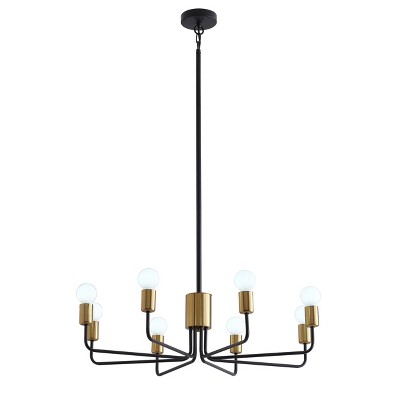 Dewdrop Black and Gold 8-Light Candle Style Candelabra Chandelier