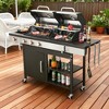 BAOURE 3-Burner Propane Charcoal Combo Grill with Side Burner, 37,230 BTU Hybrid Outdoor Barbecue, Enameled Cast Iron Grids Temperature Control System - 2 of 4