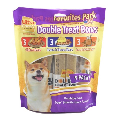 Ultra Chewy Double Treat Bones With Peanut Butter Chicken Bacon