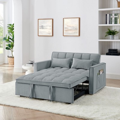 NicBex Couches for Living Room 54.33" Multi-Functional Foldable Sofa Bed Velvet Upholstered Pull-out Sofa Couch with Adjustable Back