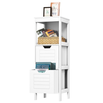 Tangkula Wooden Floor Cabinet Multifunctional Bathroom Storage Cabinet Side Organizer w/Drawer Brown/Gray/Black