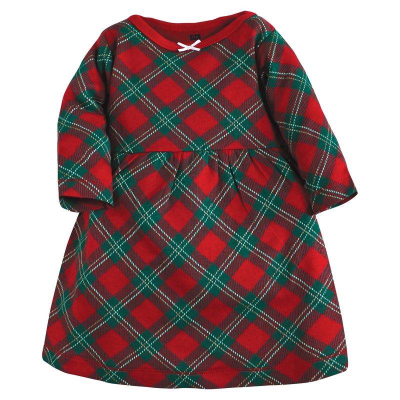 Hudson Baby Infant and Toddler Girl Cotton Dresses, Christmas Plaid, 3 of 5