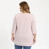 Women's Plus Size Striped Scoop Neck 3/4 Sleeve Crossover High Low Hem Loose Casual Blouse - GRACE & GRANDEUR - 3 of 4