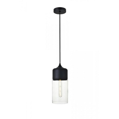 Elegant Lighting Ashwell 1 Light Black Pendant With Clear Glass