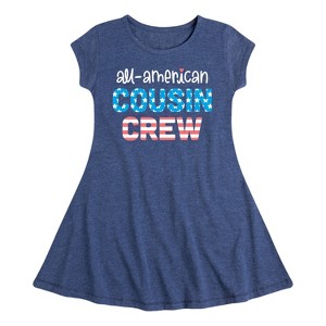Girls' - Instant Message - All American Cousin Crew Fit & Flair Cap Sleeve Graphic Dress - 1 of 4