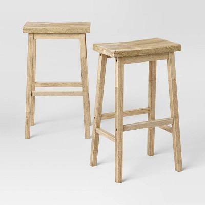 2pk 29" Solid Wood Saddle Barstool - Room Essentials™