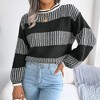 Coolmee Women's Fall Sweaters Casual Colorblock Knit Long Sleeve Crewneck Pullover Tunic Tops - 4 of 4