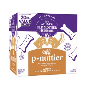 Old Mother Hubbard by Wellness Classic Crunchy P-Nuttier with Apple, Peanut Butter and Carrot Biscuits Large Oven Baked Dog Treats - 20lb - 1 of 4