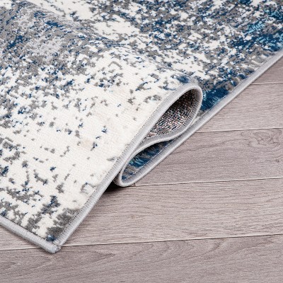 Blue and Gray Abstract 5' x 7' Reversible Synthetic Area Rug