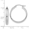 Black Bow Jewelry 3.75mm x 25mm Polished 14k White Gold Domed Round Tube Hoop Earrings - 4 of 4