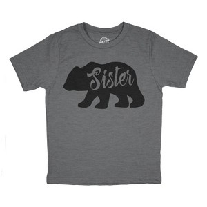 Youth Sister Bear T shirt Cute Funny Cool Camping Family Tee For Little Sister - Crazy Dog Youth T Shirt - 1 of 4